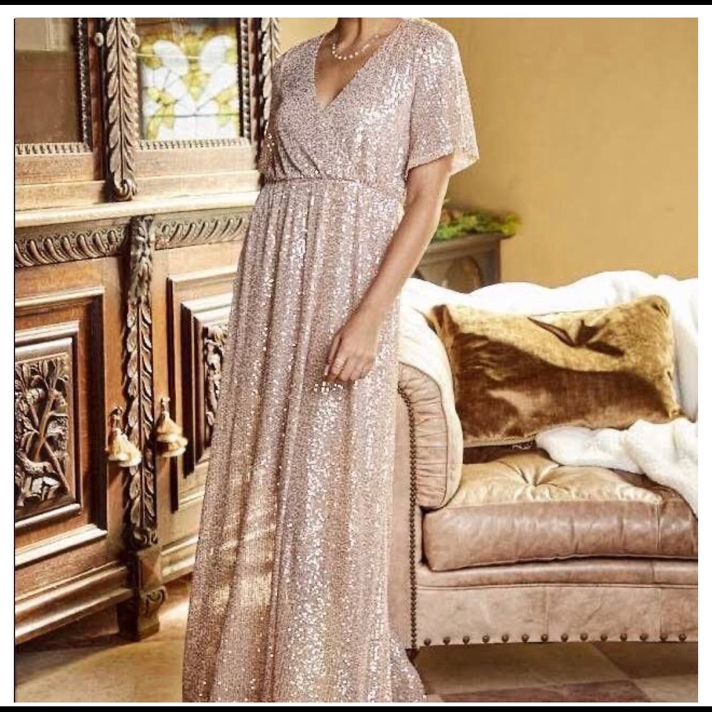 Rose gold sequin maxi...worn once!